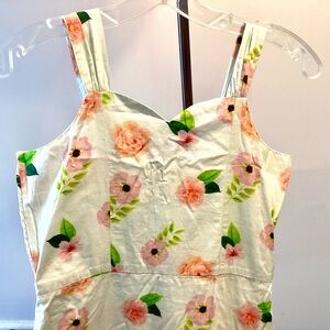 14 Girl’s Long Fun 3 Ruffled Floral Gown White Orange Pink Sweetheart Straps